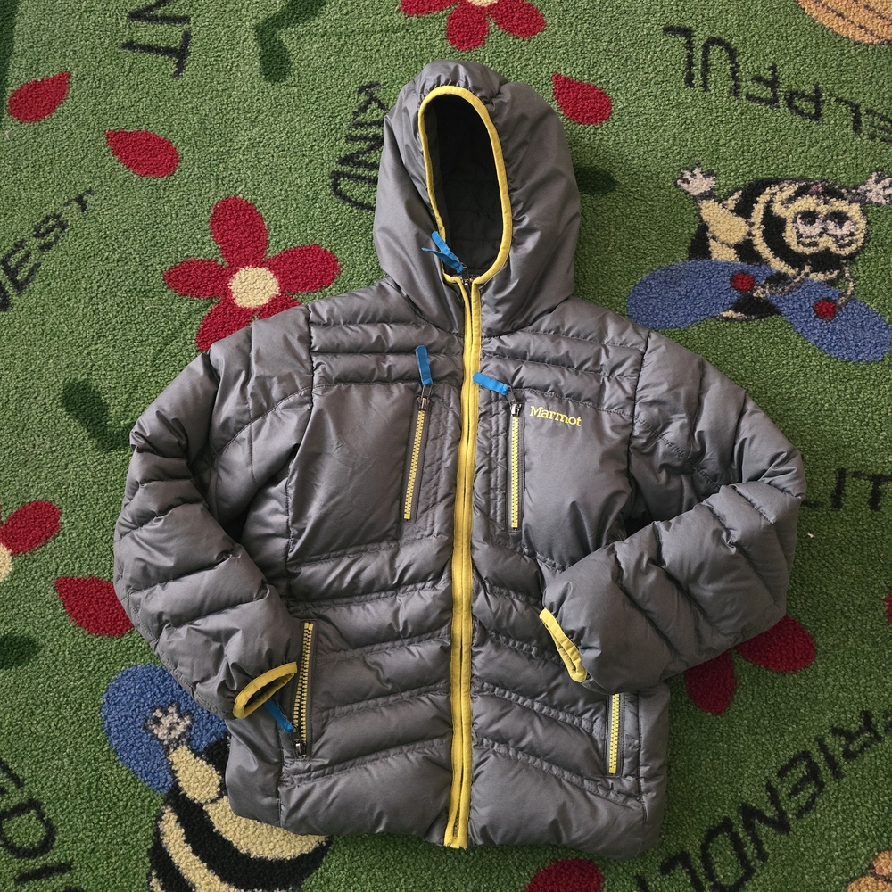 Marmot Gray Jacket with Yellow Trim
